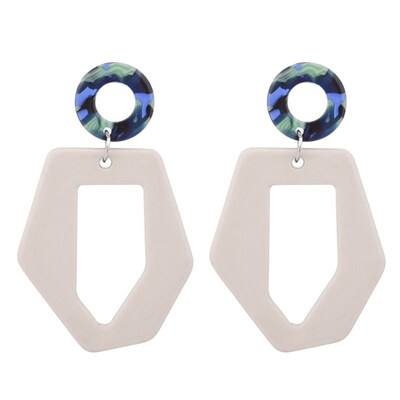

Fashion Circle Hollow Hexagon Acrylic Long Dangle Women Stud Earrings Jewelry