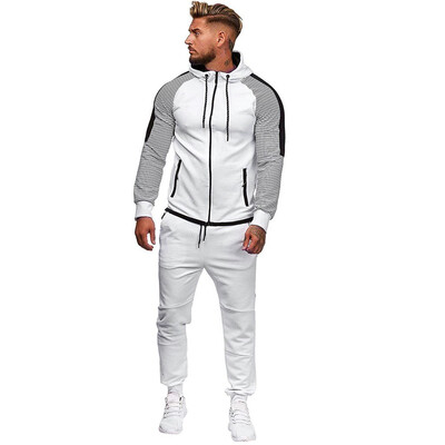 

Toponeto Mens Autumn Gradient Zipper Print Sweatshirt Top Pants Sets Sport Suit Tracksuit