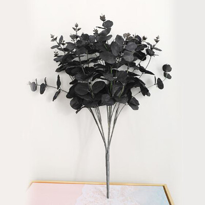 

Artificial Eucalyptus Flower Simulation Plants Leaves Home Room Decors Black