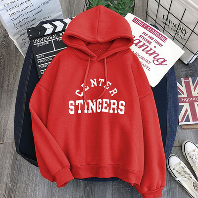 

Women Simple Autumn Warm Hoodies Tops Long Sleeve Cute Letter Print Plus Velvet Loose Hooded Sweatshirts -XXL