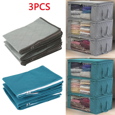 

3PCS Non-woven Dust Proof Foldable Wardrobe Storage Box Moisture Proof Beddings Quilt Clothes Organizer Bag