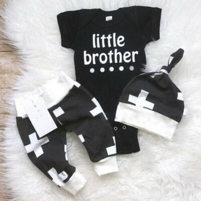

3PCS Newborn Baby Boy Clothes Short Sleeve Tops Romper Pants Leggings Outfit Set