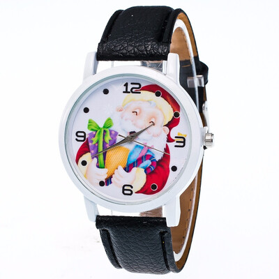 

Snowman Christmas Elderly Gift Unisex Watches Hot Design Leather Analog Quartz Watch Wristwatches Mens Watches Women Clock