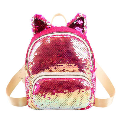 

Cute Sequins Cat Ear Backpacks Women Shoulder School Bags Small Knapsack