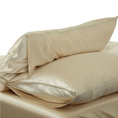 

Solid QueenStandard Silk Satin Pillow Case Bedding Pillowcase Smooth Home