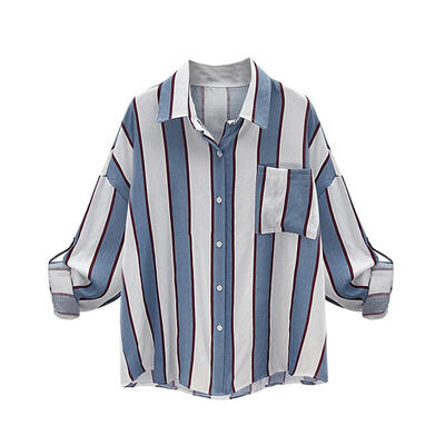 

2017 Summer Long Sleeve Striped Blouse Women Large Size Loose Shirt Vintage Chemise Femme
