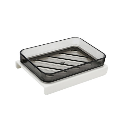 

Gobestart Bathroom Wall Mount Soap Holder Rack Box Drain Storage Organizer Self Adhesive