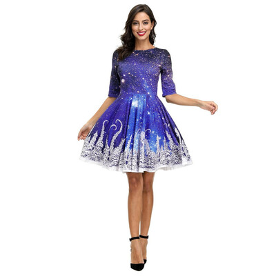 

Tailored Fashion Women Leisure Long Sleeve Christmas Print O-Neck Dress