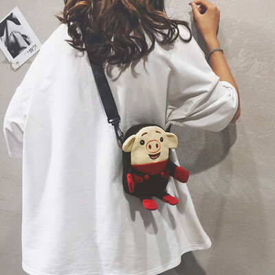 

Cartoon small bag female 2019 new Japanese soft sister girl cute pig small fart bag cute ins canvas messenger bag