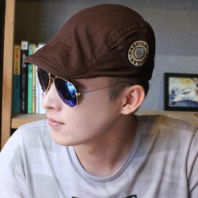 

Vintage Men Women Unisex Duckbill Cap Cotton Blends Letters Embroidery Flat Ivy Golf Cabbie Newsboy Hat