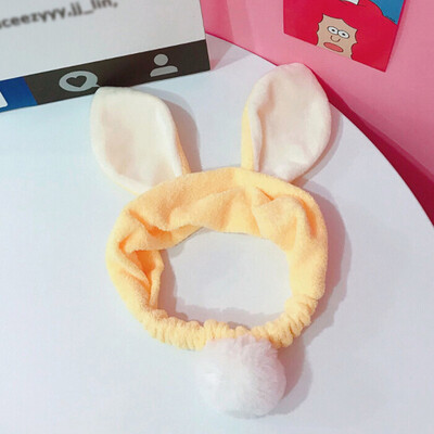 

Women Cute Rabbit Ears Headbands Sweet Lovely Headband With Rabbit Tail Plush Ball Stereoscopic Plush Wash Hairband Scrunchie