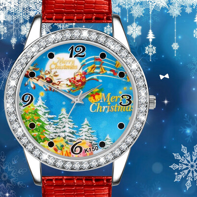 

Watch Men 2018 Relogio Christmas Snowman Pattern Leather Band Analog Quartz Vogue Watches Horas Dropship &Ff