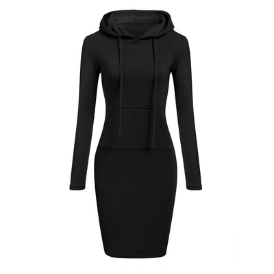 

Women Casual Dress Long Sleeve Hoodie Hooded Jumper Pockets Sweater Tops Shirt