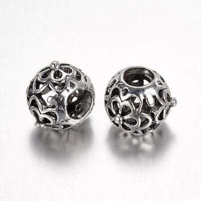 

Alloy European Beads Rondelle Large Hole Beads Antique Silver 12x9mm Hole 5mm