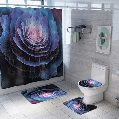 

〖Follure〗4PCS Non Slip Toilet Polyester Cover Mat Set Bathroom Shower Curtain