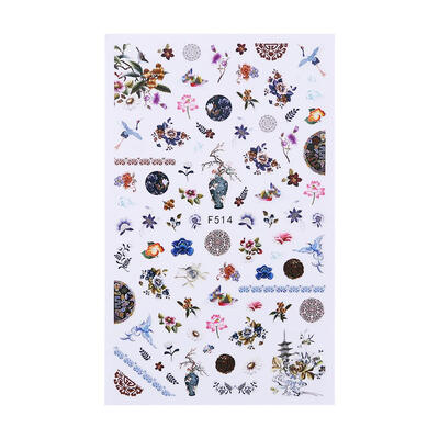 

Flower Print Simple Nails Sticker Nail Art Chinese Style Patch Nail Wraps
