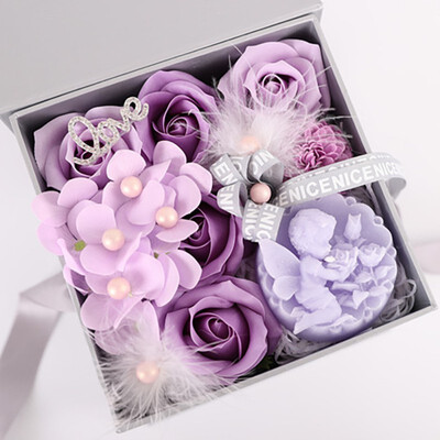 

Romantic 4 Color Valentine Scented Soap Artificial Rose Gift Box Wedding Birthday Girlfriend Romantic Fragrant Petals Flowers