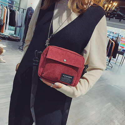 

Tailored Women Canvas Single Shoulder Messenger Bag Small Square Bag Corduroy Bag