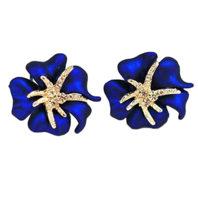 

New Popular Fashion Jewelry Exquisite Flowers Painted Diamond Starfish Earrings