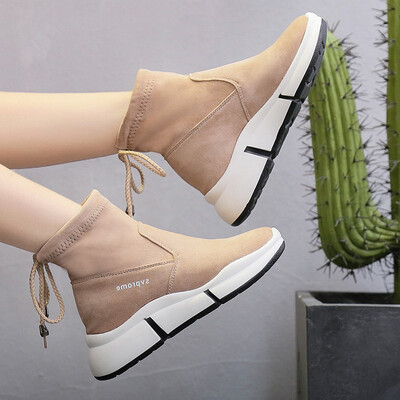 

Autumn&winter short boots womens shoes Korean version of Joker casual sports thick suede short boots tide