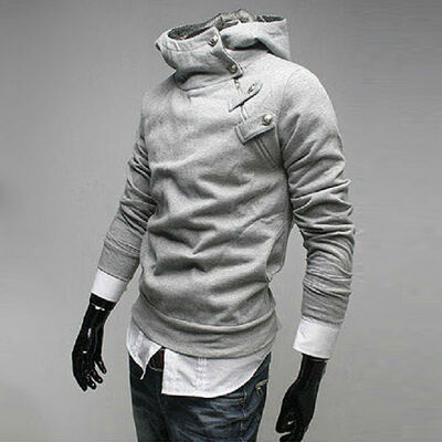 

Mens metal buckle padded jumpsuit casual shirt shirt sweater hooded jacket New