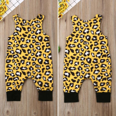 

US STOCK Newborn Baby Girl Boy Leopard One-Pieces Romper Jumpsuit Outfit Clothes