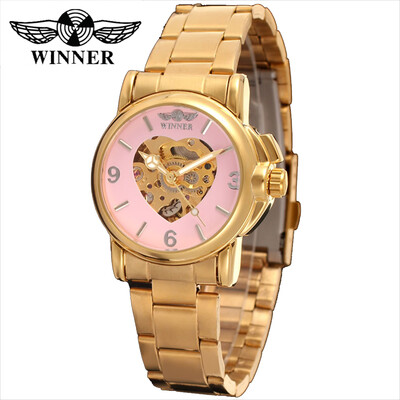 

WINNER 203 Women Watch Semi-Automatic Mechanical Watch Time Display Fashion Casual Stainless Steel Strap Skeleton Female Wristwatc