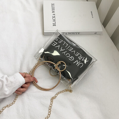 

Personality transparent chain oblique scorpion female bag female 2019 new fashion letter shoulder bag chic fairy handbag