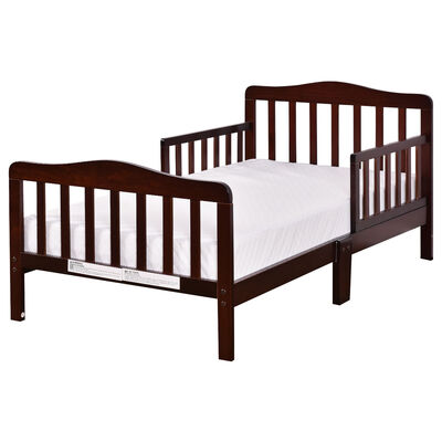 

Baby Toddler Wooden Bed with Safety Rails-Brown