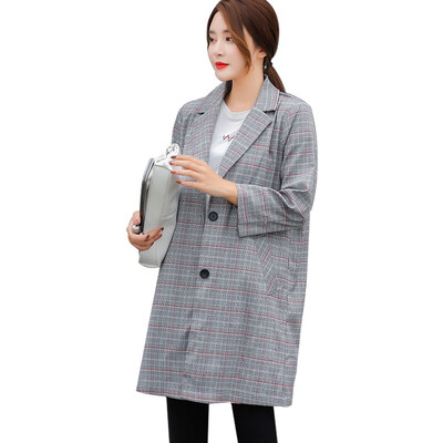 The new autumn 2018 Large size ladies fat MM joker temperamental goddess suit long coat