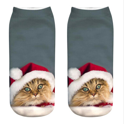 

1Pair 3D Socks Funny Low Cut Ankle Socks Unisex Adult Elastic Sock Cute Animal Cat Print Socks