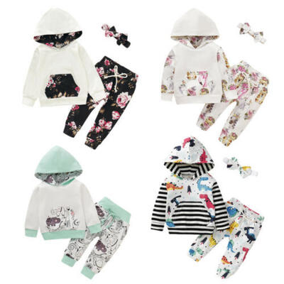 

Cute Newborn Baby Boy Girl Hooded Tops Sweatshirt Pants Tracksuit Outfit Clothes