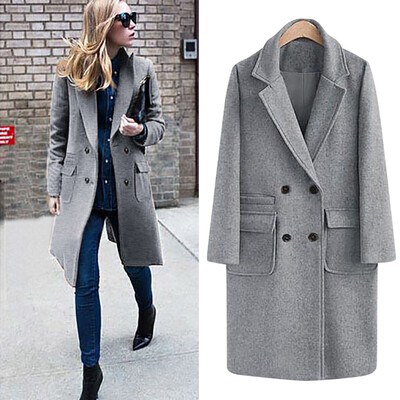 

〖Follure〗Womens Winter Lapel Wool Coat Trench Jacket Big Pocket Overcoat Outwear