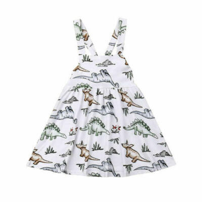 

Fashion Newborn Baby Girl Summer Dinosaurs Sling A-Line Dress Bow Clothe Outfits