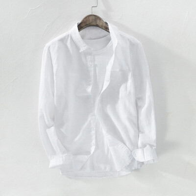 

Toponeto Mens Baggy Solid Cotton Linen Long Sleeve Button Pocket Plus Size T Shirts
