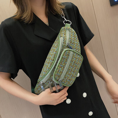 

Womens bag 2019 new fashion chest bag summer small fresh wild gas woven Messenger bag ins net red packet
