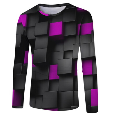 

Toponeto Men Funny 3D Print Round Neck Long Sleeve T Shirt Tops Casual Daily Blouse