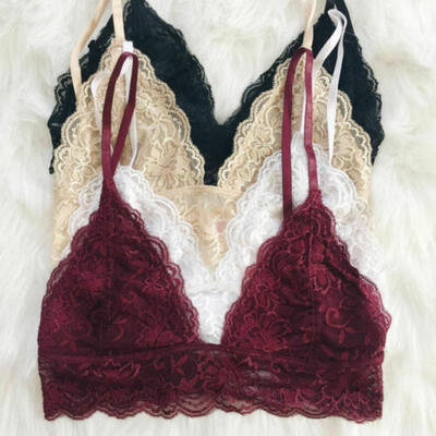 

Women Bra Cropped Lace Bustier Floral Bralette Bralet Bra Top Tank Underwear Set