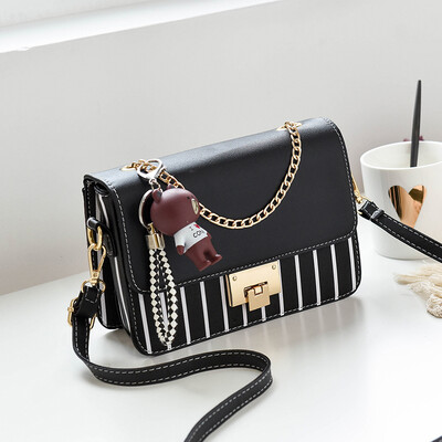 

On the new small bag womens fashion ins ultra-hot bag slung striped check Joker Mori single shoulder