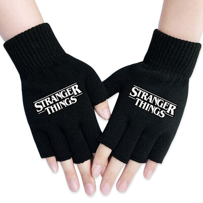 

Animemerch Stranger Things Gloves Eleven Demogorgon Cosplay Gloves Half Finger Gloves Printed Gloves Winter Warm Mitten
