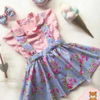 

Summer Toddler Kid Baby Girl Clothes Flower T-Shirt Tops Tutu Dress Skirt Outfit