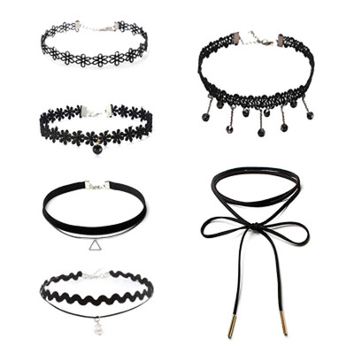 

Black Lace Choker Necklace Set For Women Collar Velvet Choker Collar Necklace Jewelry Set Gifts Modern