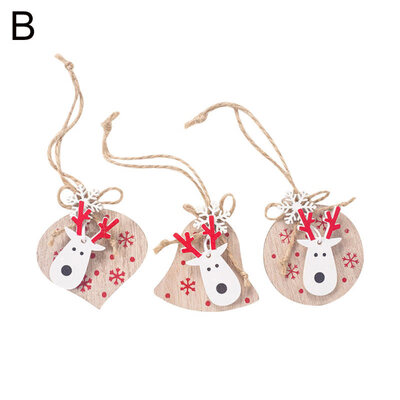 

3Pcs Christmas Tree Xmas Hanging Ornament Heart Star Deer Pendant Party Decor