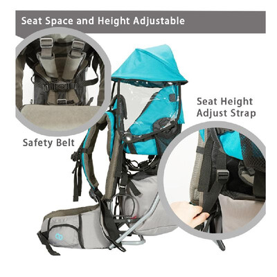 

Foldable Baby Carrier Backpack Baby Toddler Holder Foldable Chair with Rainshade Sunshade Bearing Weight 60LB