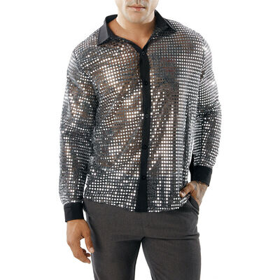 

Fashion Mens Casual Long Sleeve Shirt Sequins Slim Fit Shirt Tops Blouse T-Shirt