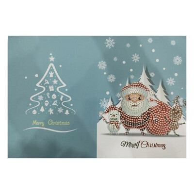 

Merry Christmas Cards DIY Diamond Painting Handmade Card Round Drill Greeting Cards Rhinestones Embroidery Arts Crafts Gifts Xmas