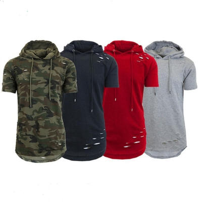 

Mens Hip-hop Hooded T-shirt Short Sleeve Summer Casual Tops Tees Shirt Hoodie