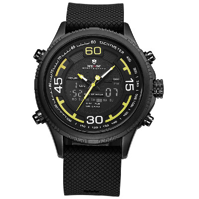 

WEIDE WH6306 Quartz Digital Electronic Watch Three Sub-Dials Dual Time Week Second Minute Hour Display 3ATM Waterproof Timer Busin