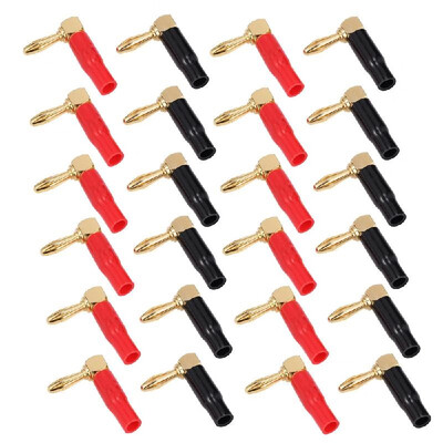 

Connector with Black Red Banana Plug at Right Angle 24 K Plated Banana Cable Screw Plug Connector