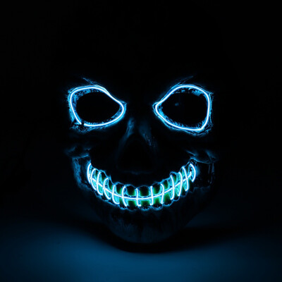 

EL Flashing Mask Horror Skull LED Mask Face Cover Halloween Props Haunted House Decoration Masquerade Props Cool Mask